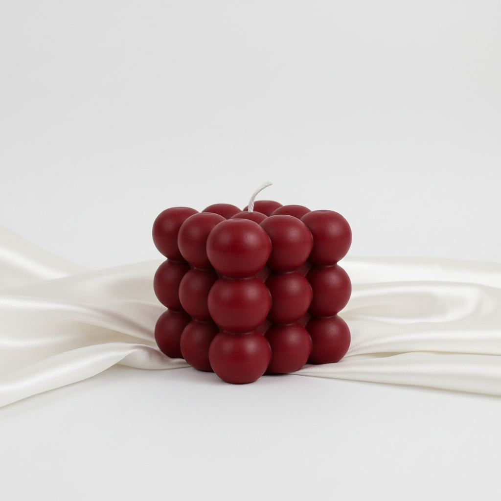 Bubble Cube Candle - Dark Scarlet