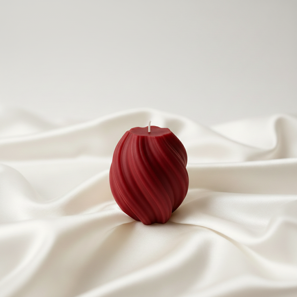 Spiral Candle - Dark Scarlet