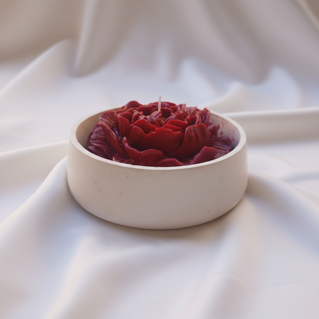 Stone Flower Candle - Front View