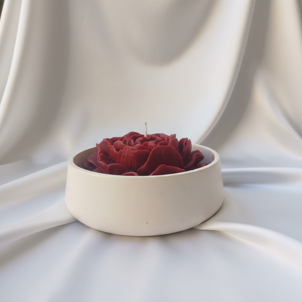 Stone Flower Candle - Side Angle