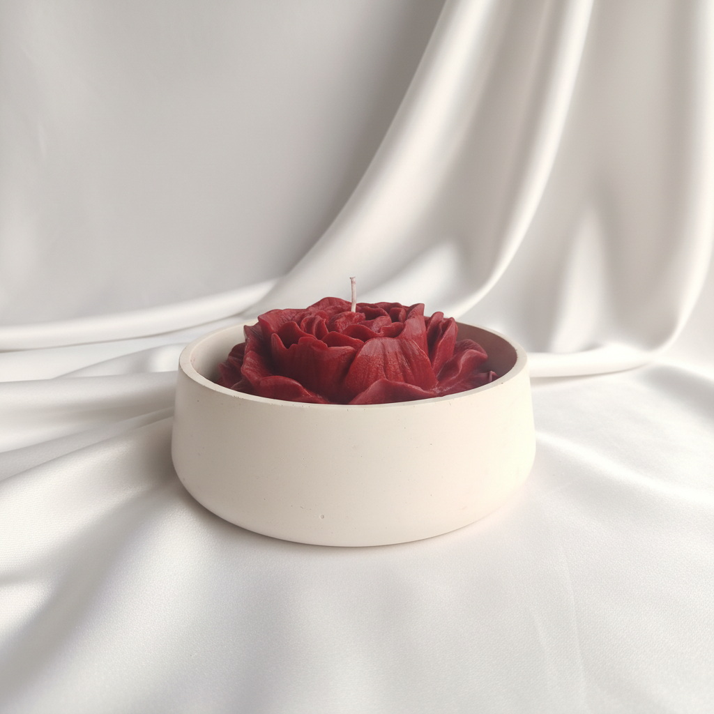 Stone Flower Candle - Three-Quarter