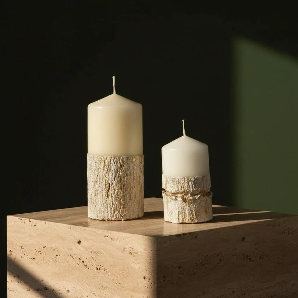 Two ivory companions from The Atrium, their gold threading catching the light differently